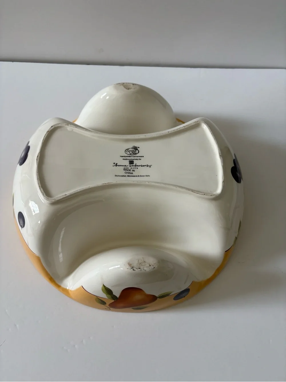 Home Interior Sonoma Villa Cream and Gold Ceramic Divided Serving Bowl